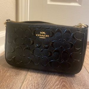 Coach black leather shoulder bag